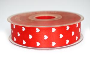 Stuha červená, srdiečka